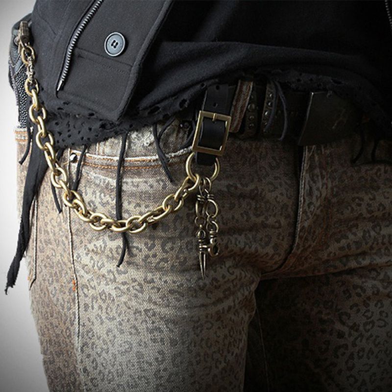 SVC-530 Antique Gold Leather Short Keychain