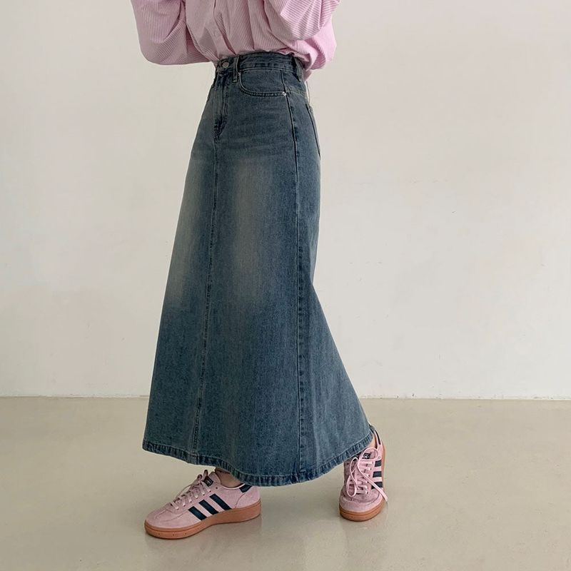 [BELLIDE MADE] SLIT LONG DENIM SKIRT