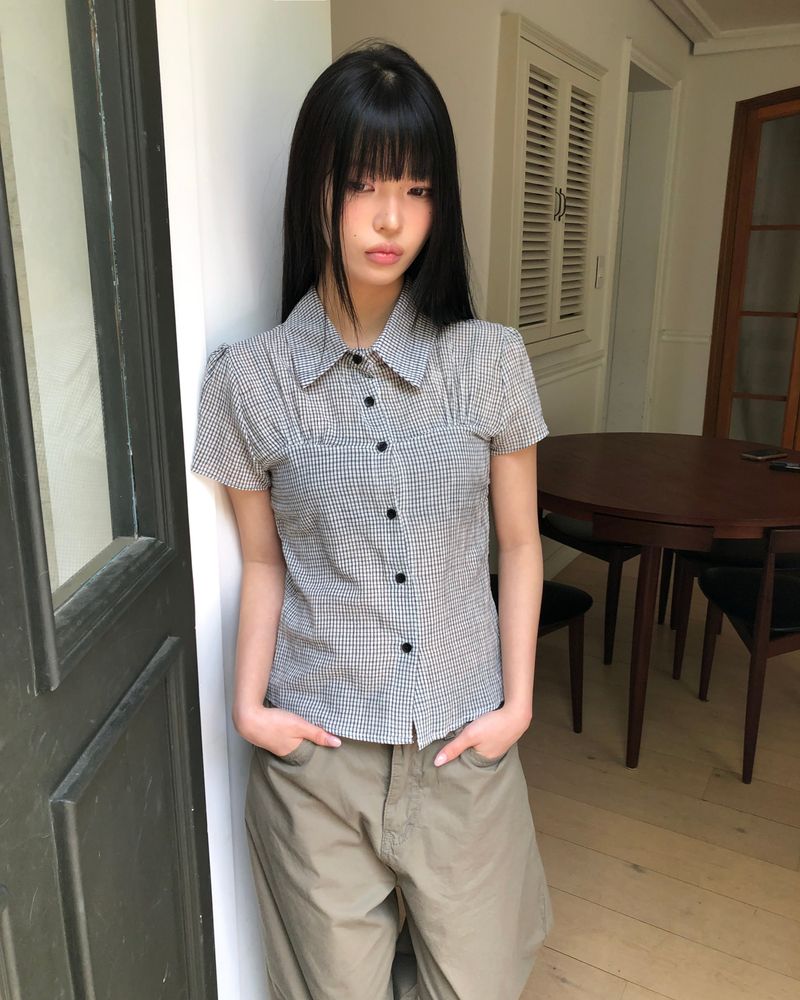 WONDER WONDER(ワンダーワンダー)の「Shukong Check Short Sleeve Blouse(Tops)」
