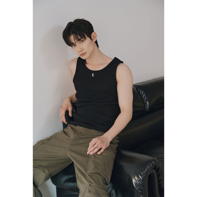 High ribbed logo sleeves(Black)
