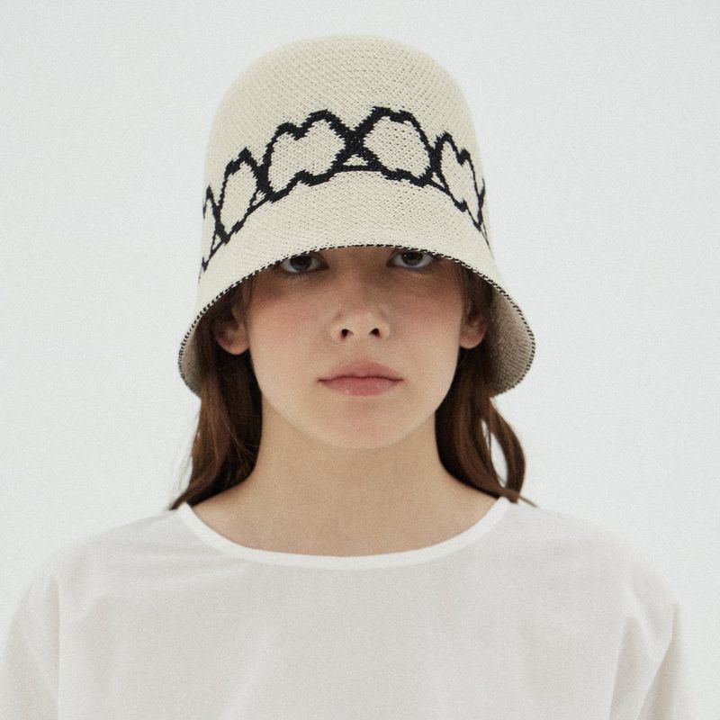 VA Curved Logo Jacquard Bucket Hat / Lightbeige