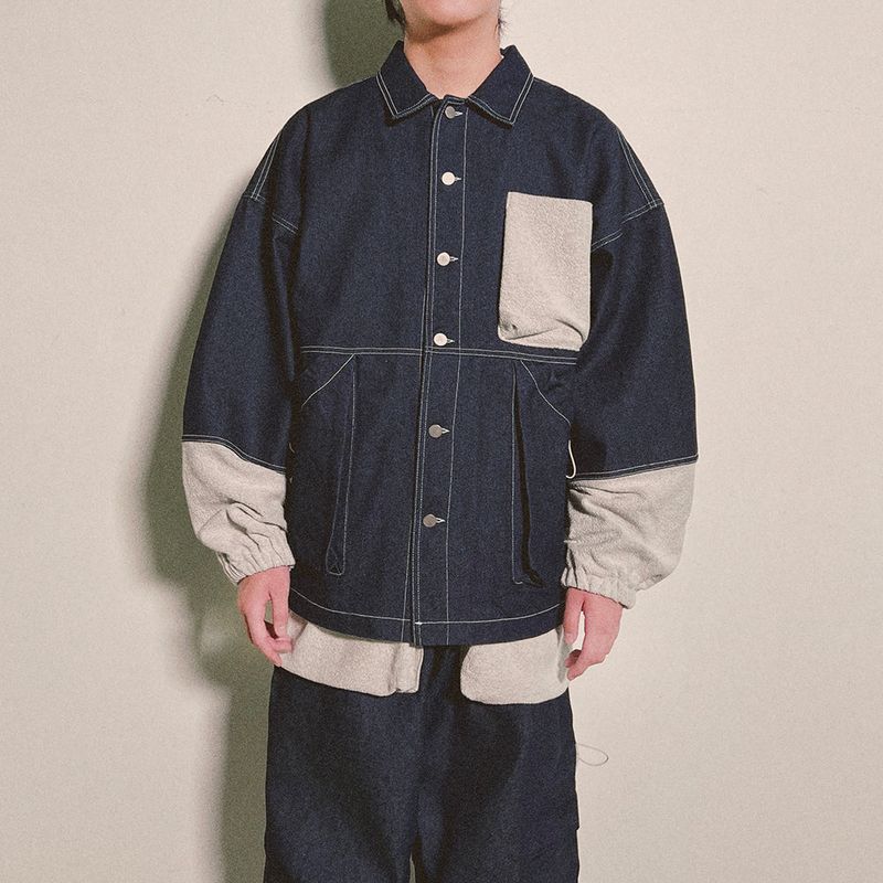 reverse Terry Pocket Denim Jacket_blue
