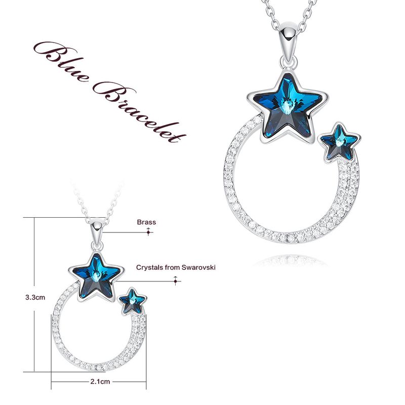 Blue Star Crystal Cubic Necklace