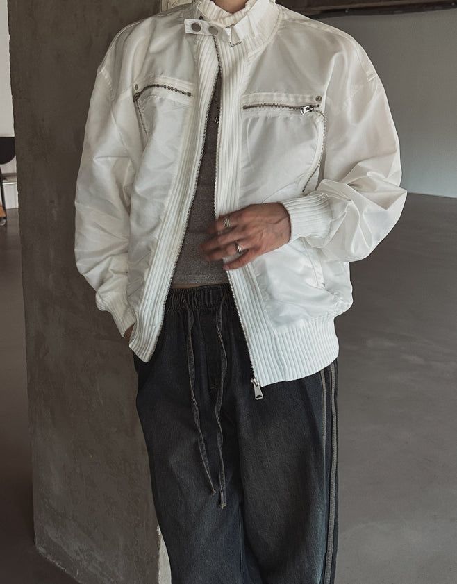 Hi-Lo Zipper Banded Jacket