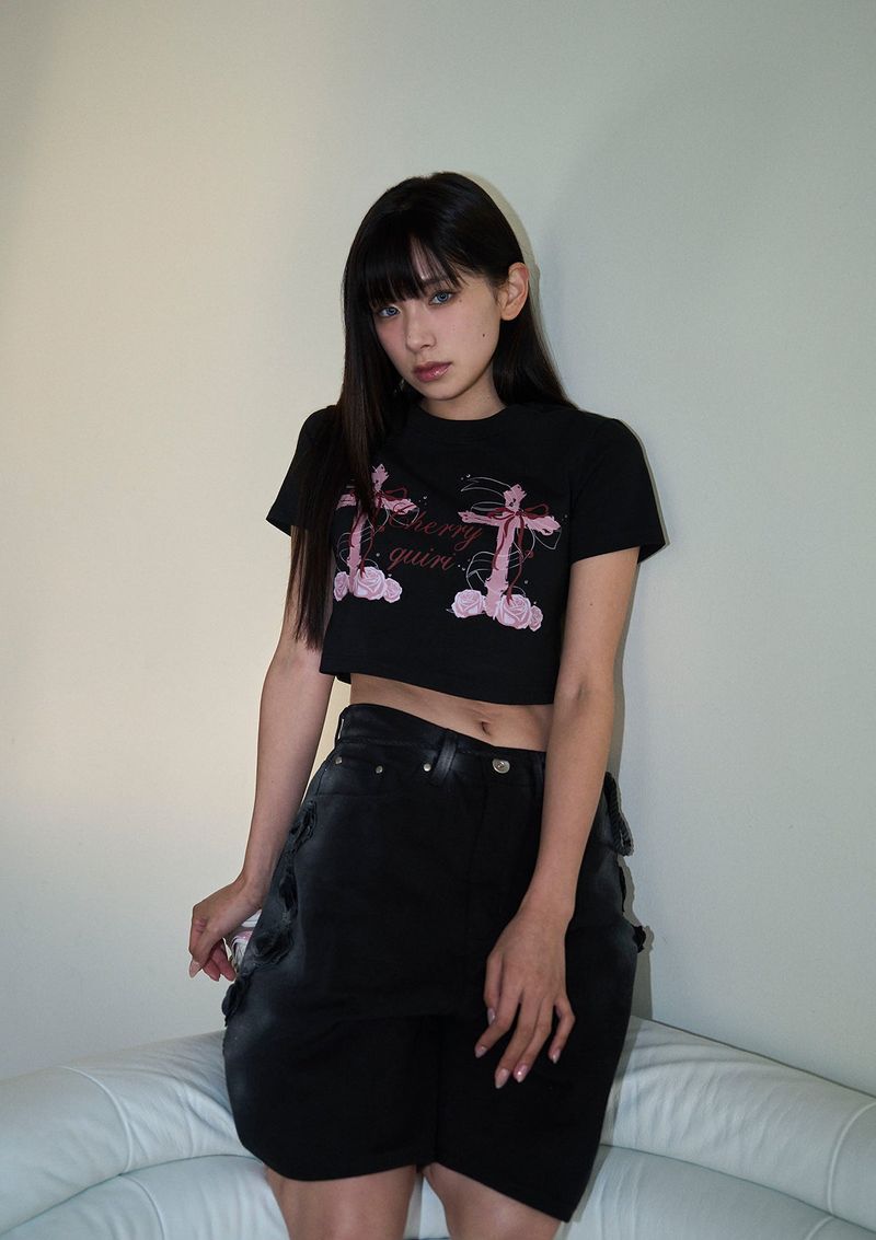 cross roses tee - black