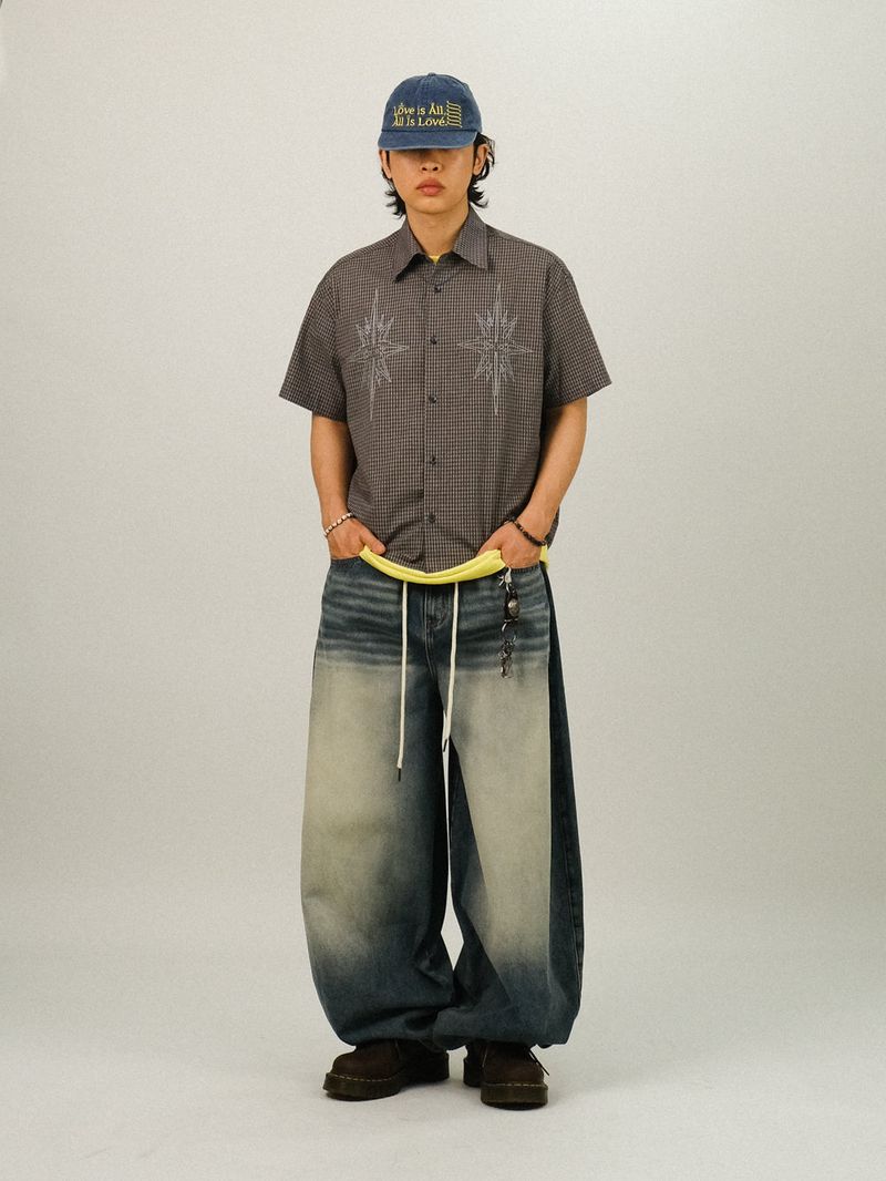 RE STAR Check Crop Shirts