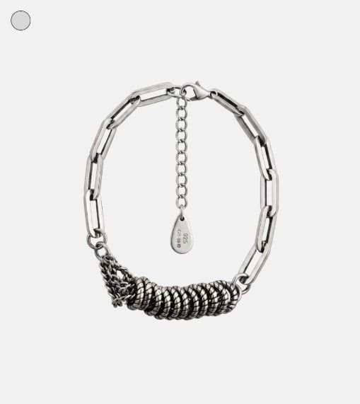 Chain layered silver bracelet