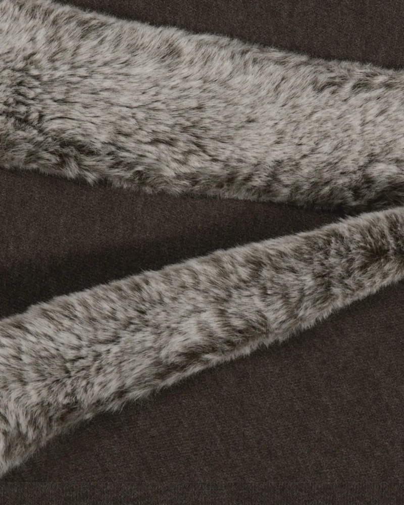 Fur Trim Jersey Zip-up / Stone Brown