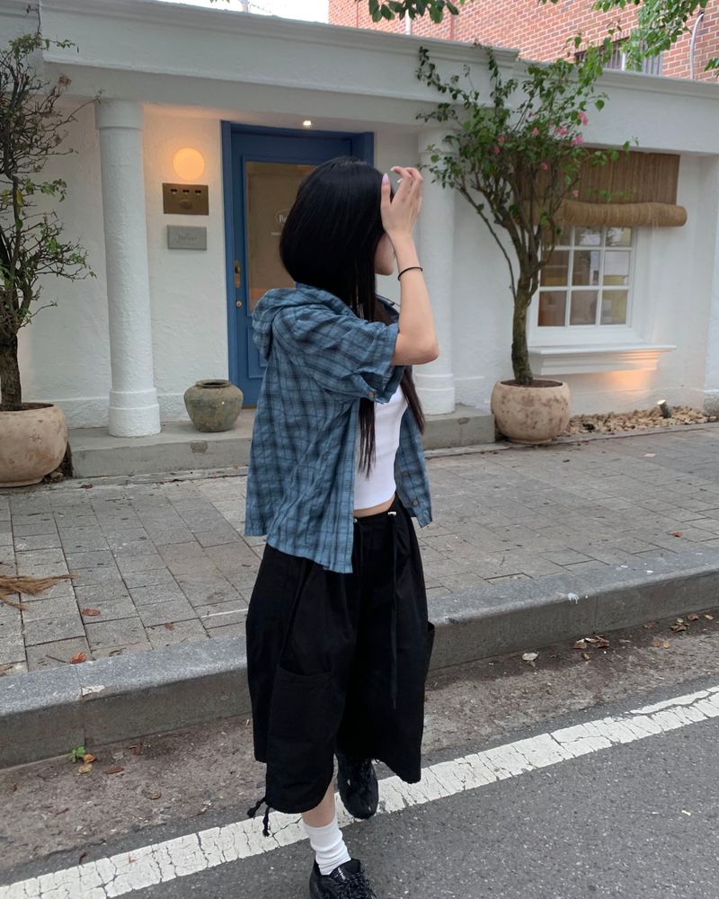 kyoive(コイブ)の「Check hood shirts(Tops)」