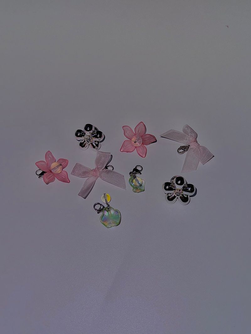 Flower ribbon custom shoes charms (2set)