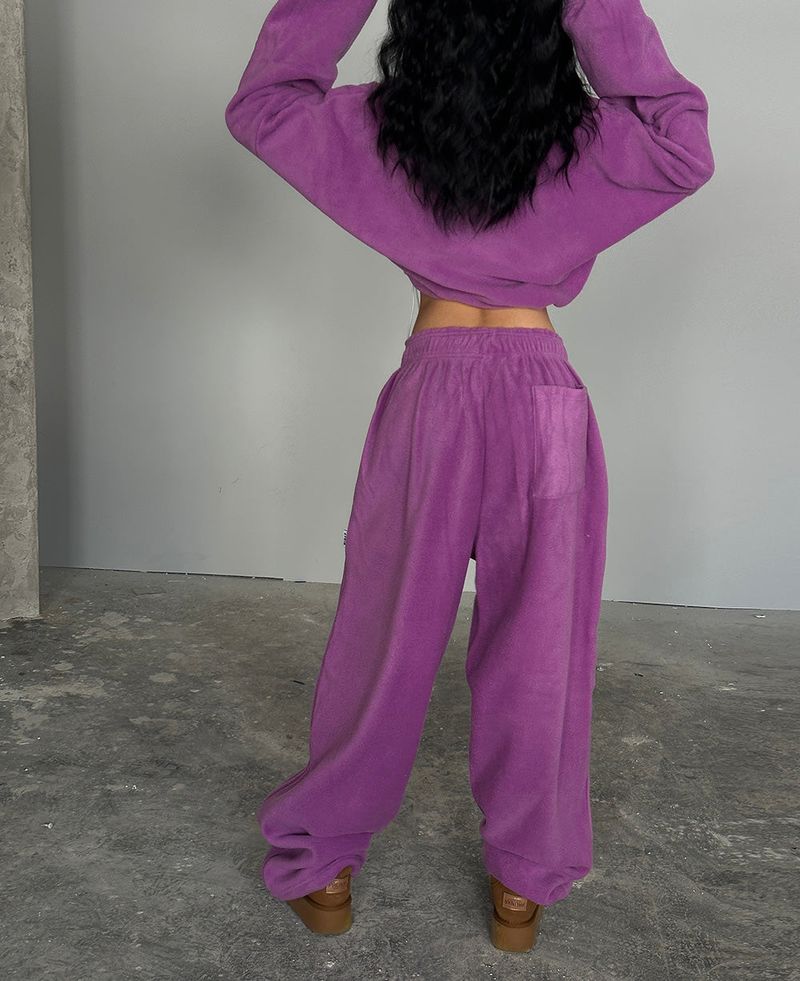 Fleece 6 color collar cropped sweatshirt