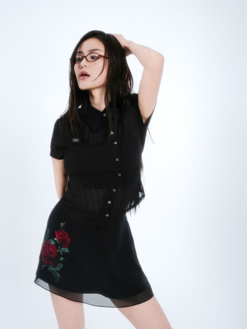 ROSE LAYERED SKIRT [BLACK]