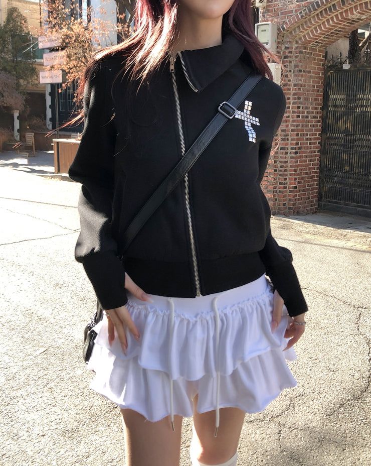 Tay Cross Stud Unbalanced Zip-Up