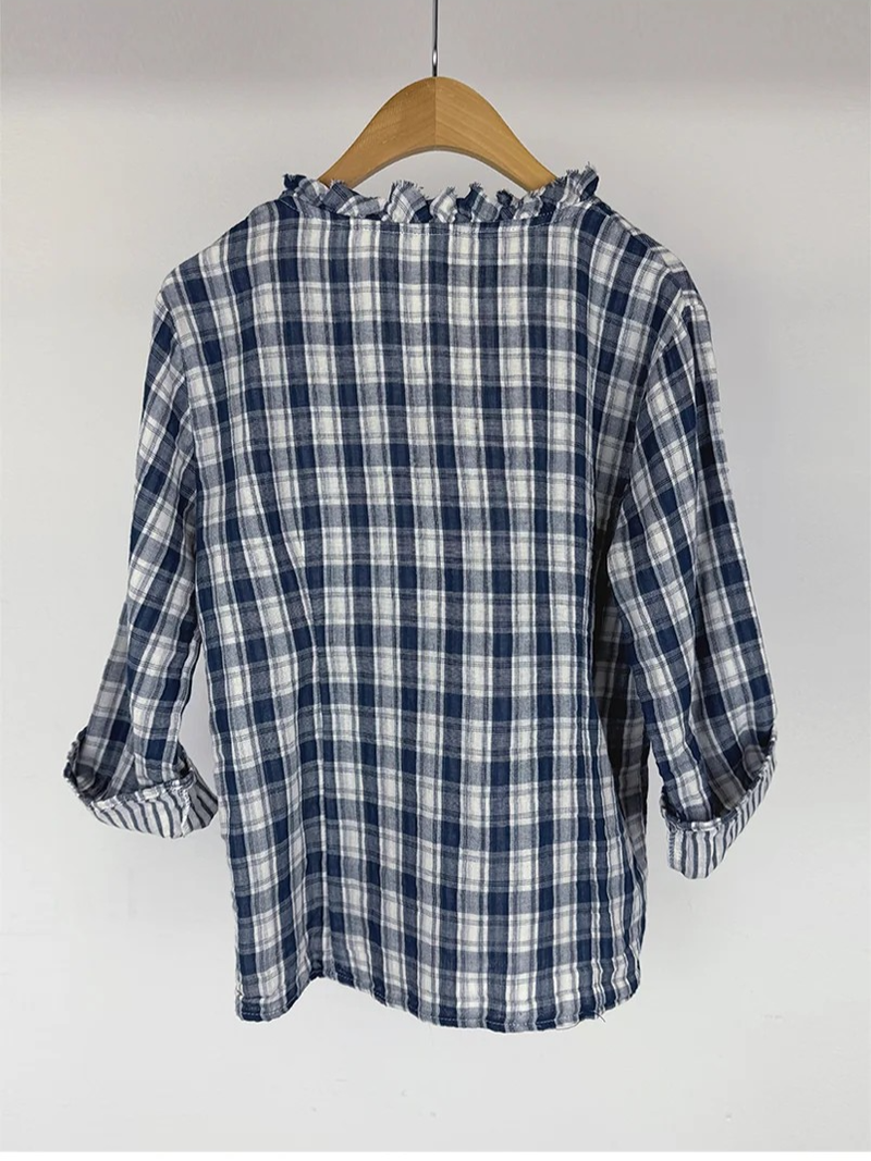 WASHED CHECK FRILL SHIRT (2C)