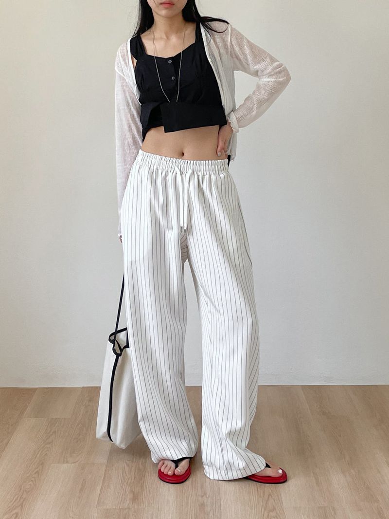 Stool Stripe Banding Wide Pants
