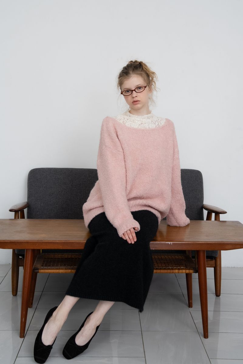 Blush boucle knit_baby pink