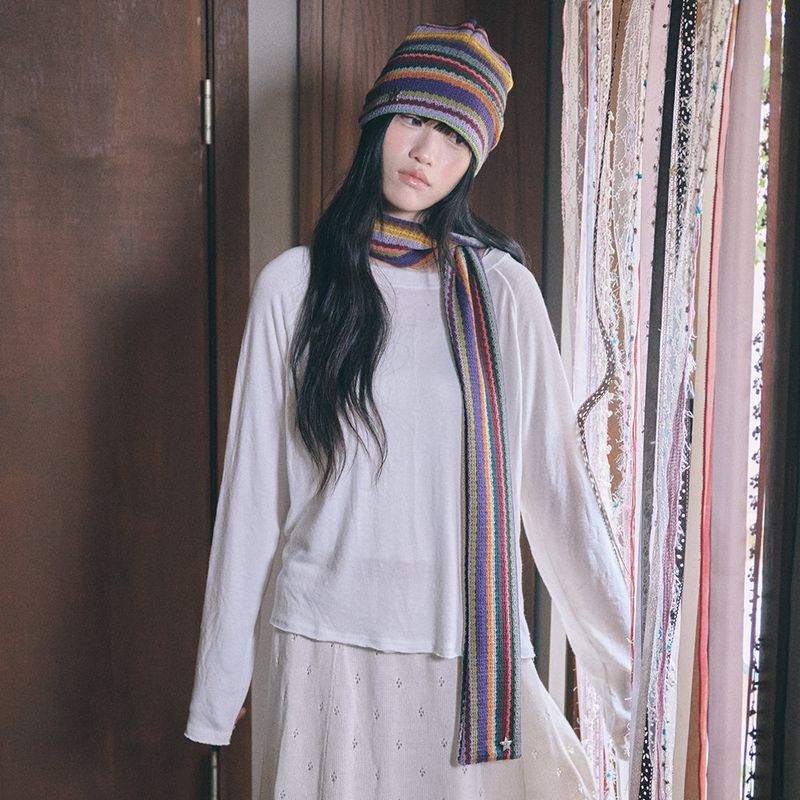 kiibi（キイビ）の「ヒッピー ストライプ スカーフ パープル（ファッション小物）」