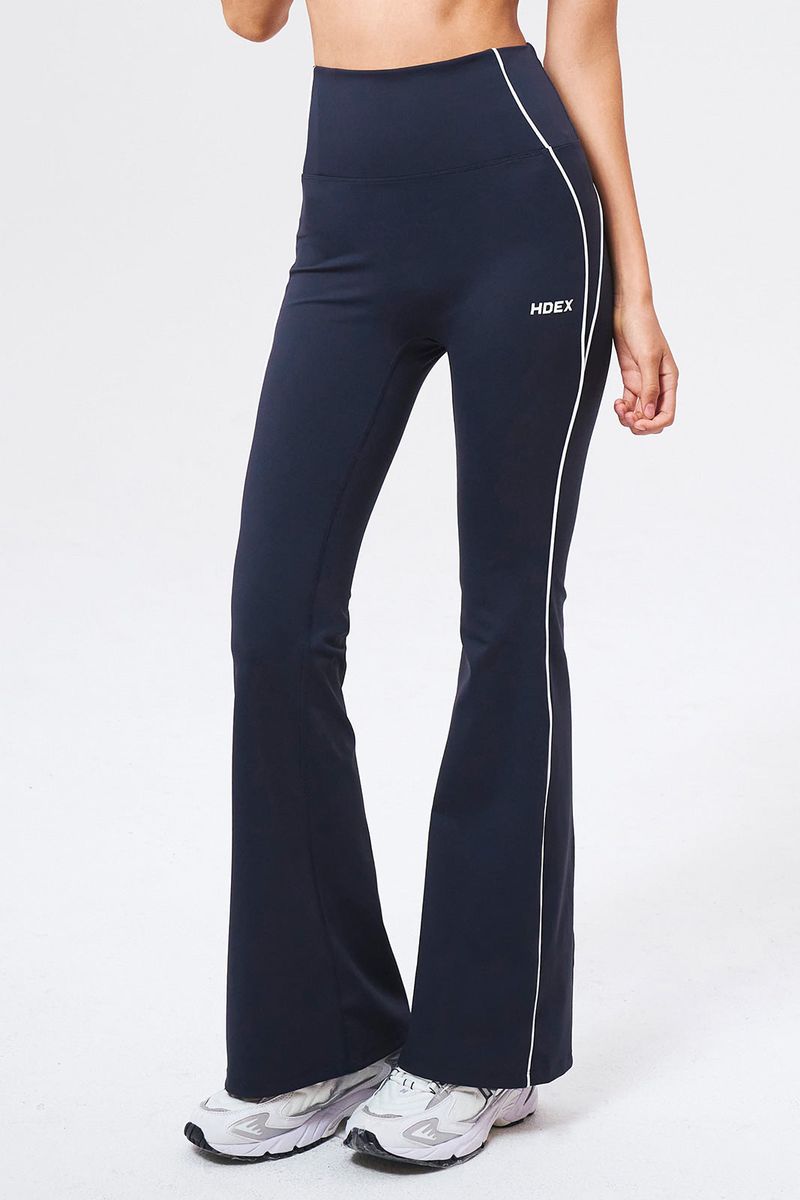 Womens Support Piping Bootcut Leggings Navy