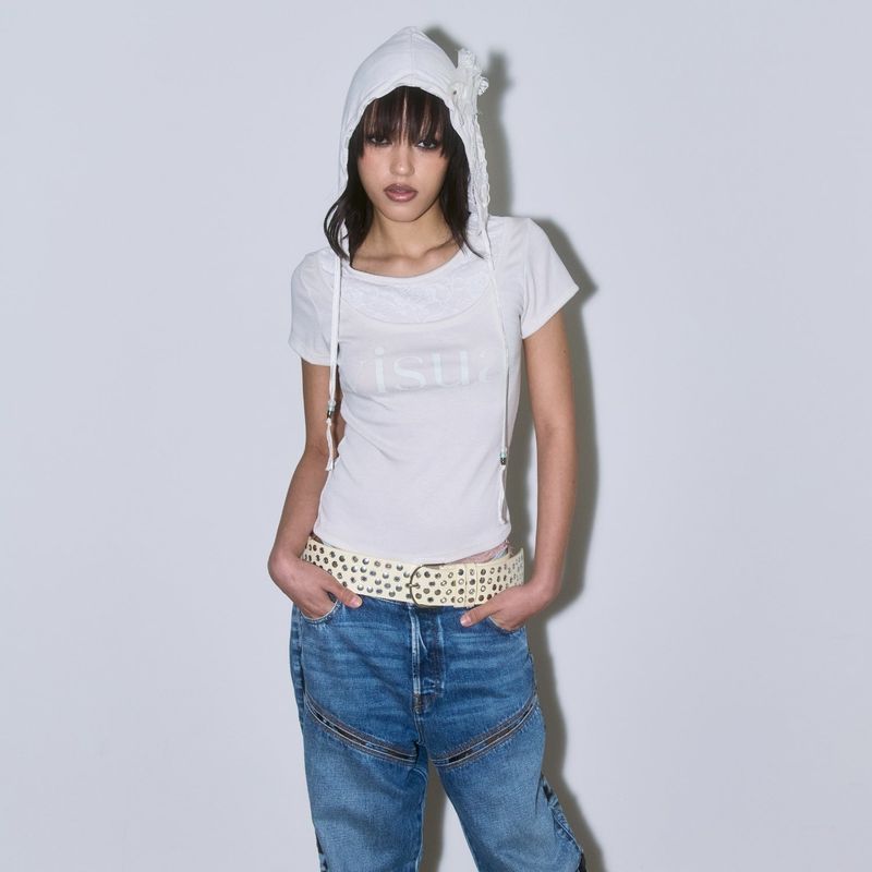 VISUAL COLLECTOR（ビジュアルコレクター）の「Rose Lace Bead Hood Tee [White]（Tops）」