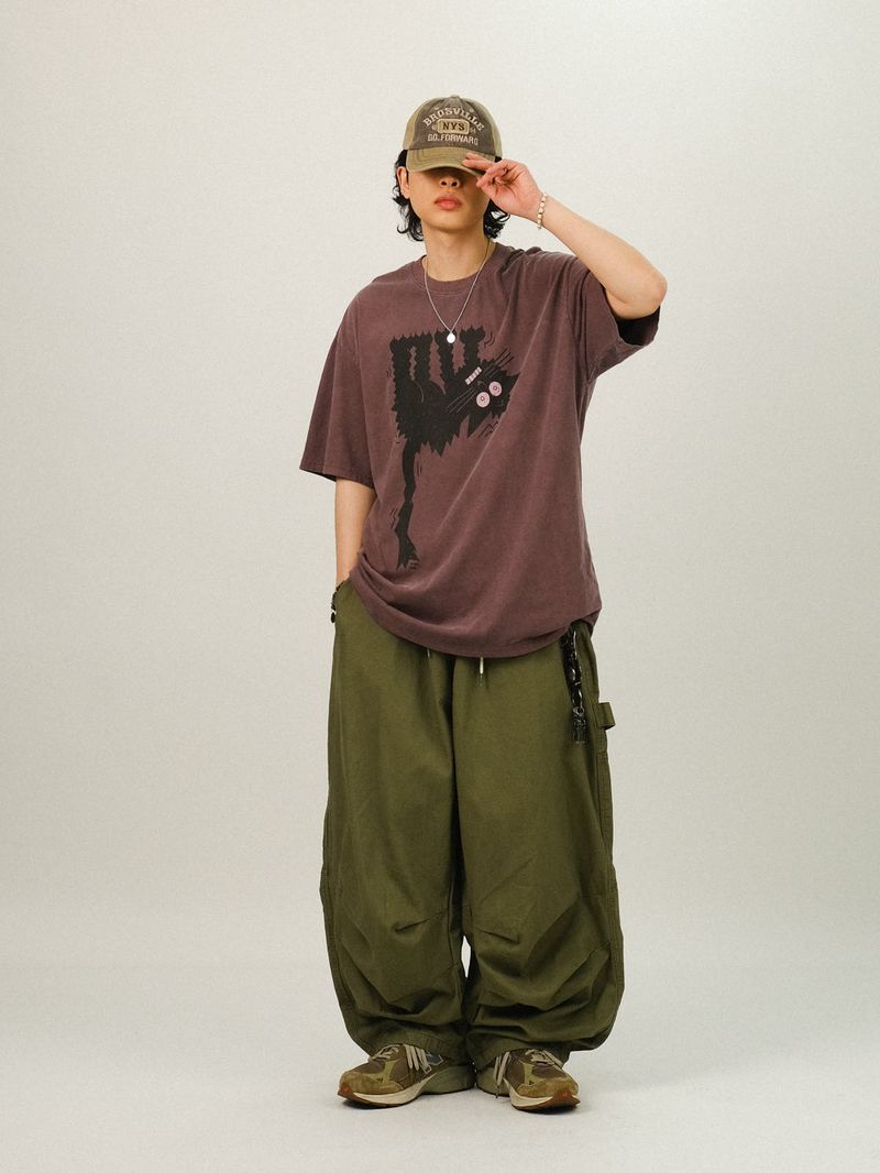 MM Pigment Washing Cat Half T