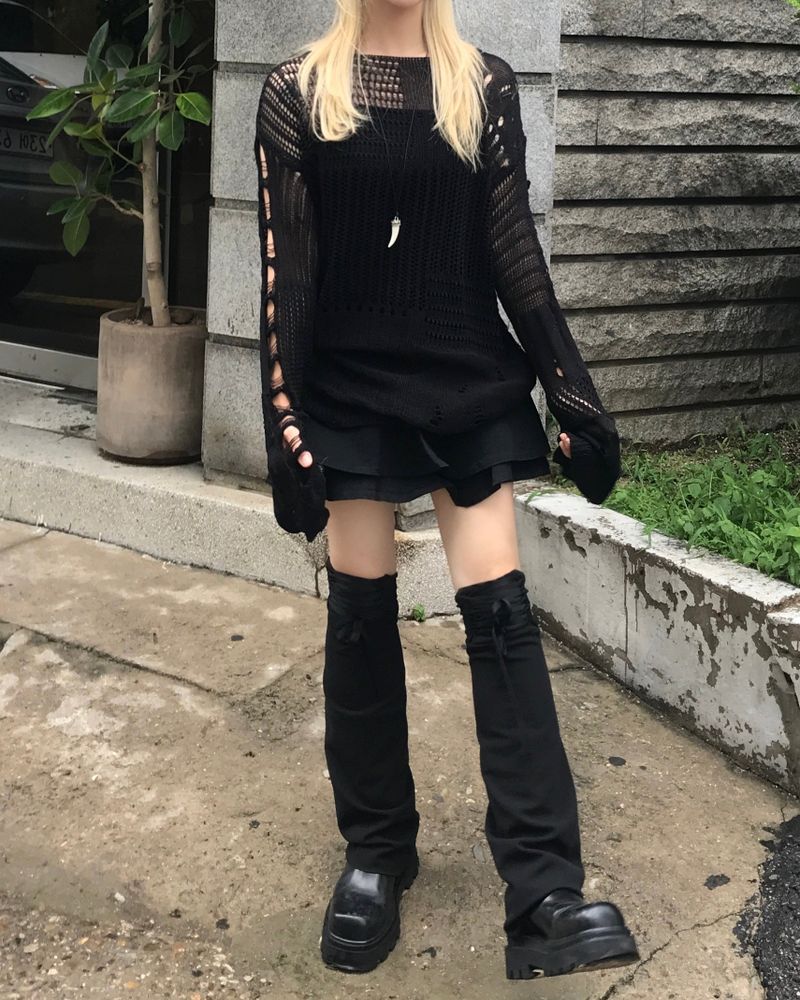 vintage punk damage long knitwear