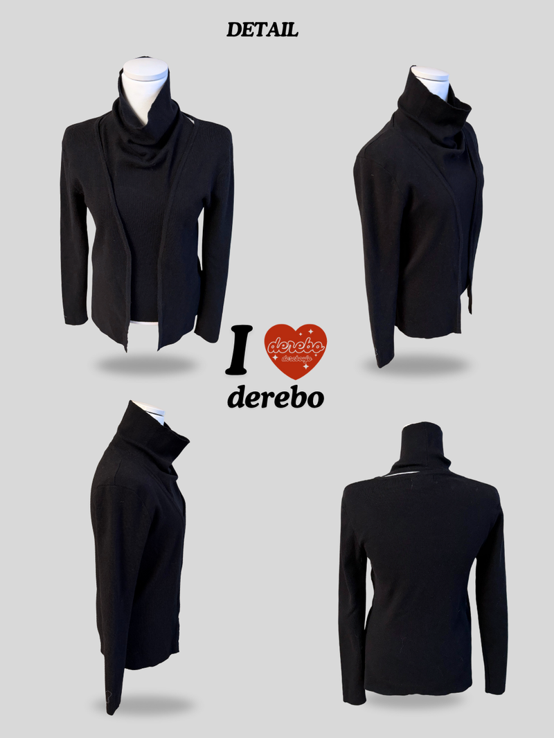 Turtleneck Layered Long-Sleeved Knit Cardigan