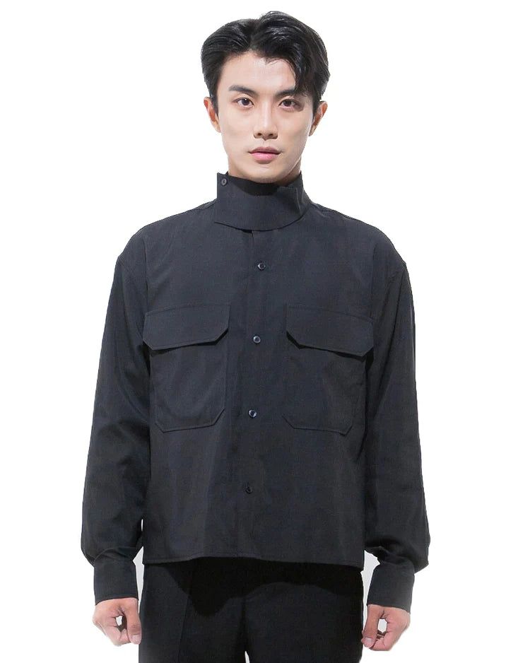 MAGNOLIA（マグノリア）の「ハイネッククロップシャツ-BLACK （送料込）- WooStore（Tops）」