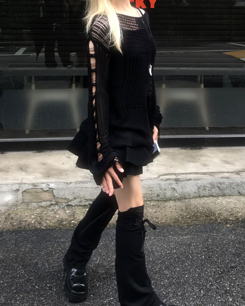 vintage punk damage long knitwear