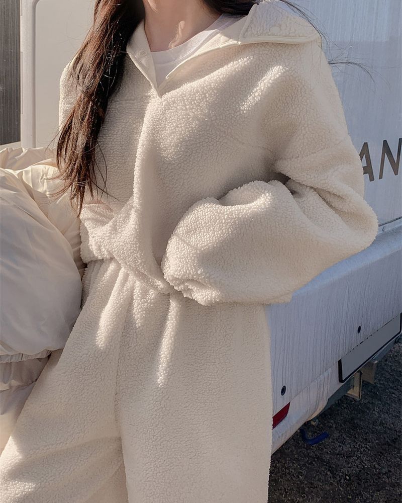 Fleece anorak & pants set up