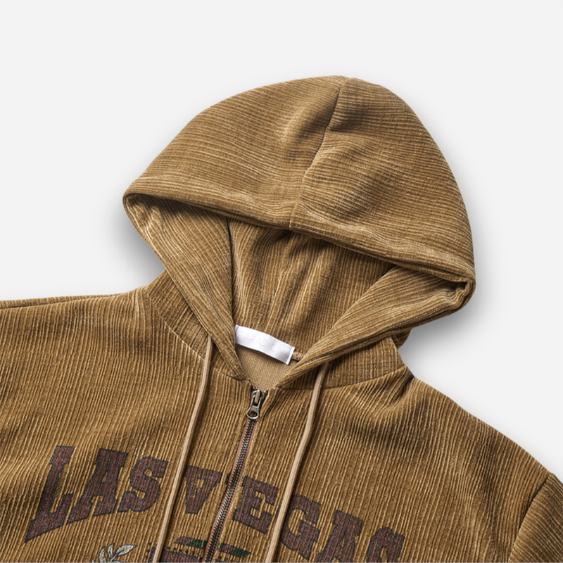 Crack Velvet Hooded Zip-Up