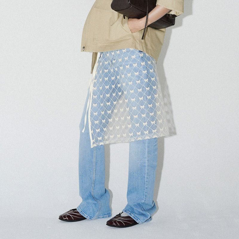 mellotory(メロートリー)の「RIBBON LACE WRAP SKIRT (Cream)(Skirts)」