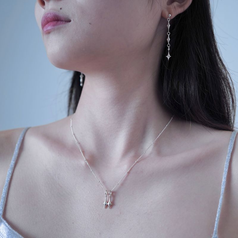 Double stars Necklace - Silver