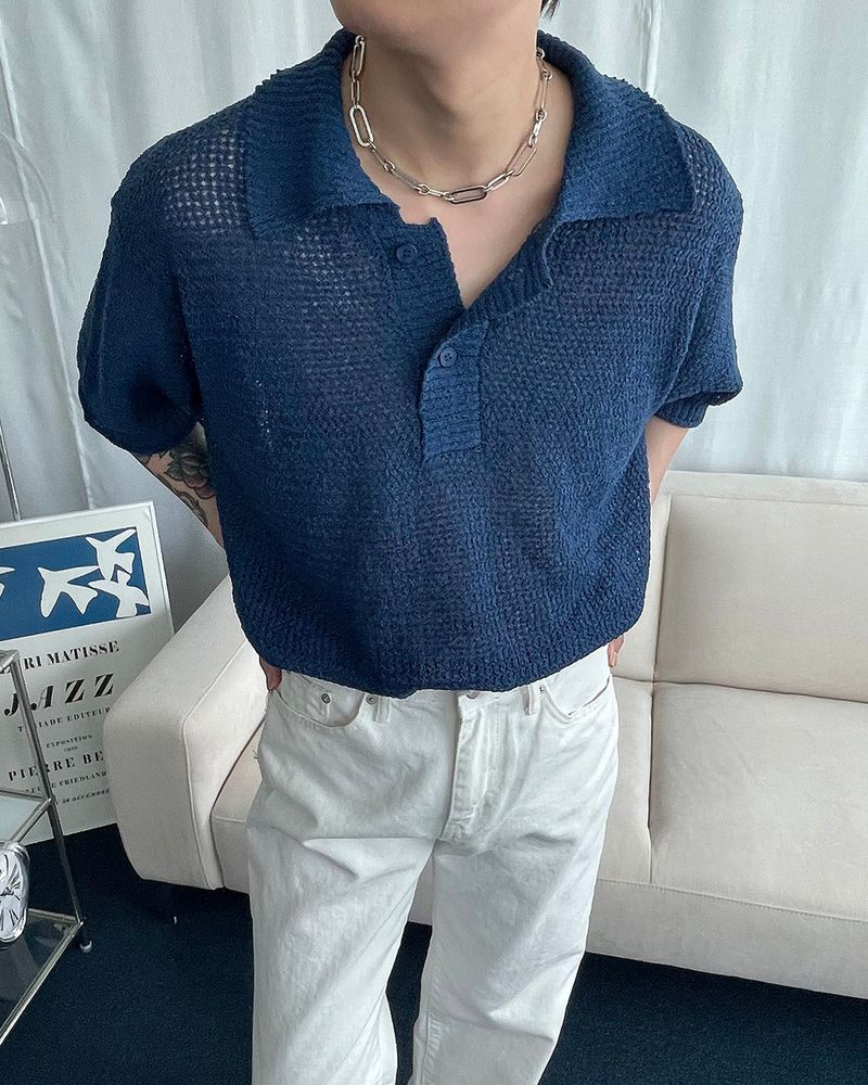 COZINESS（コジネス）の「OA Salt Collar Short-Sleeved Knitwear (3 colors)（Tops）」