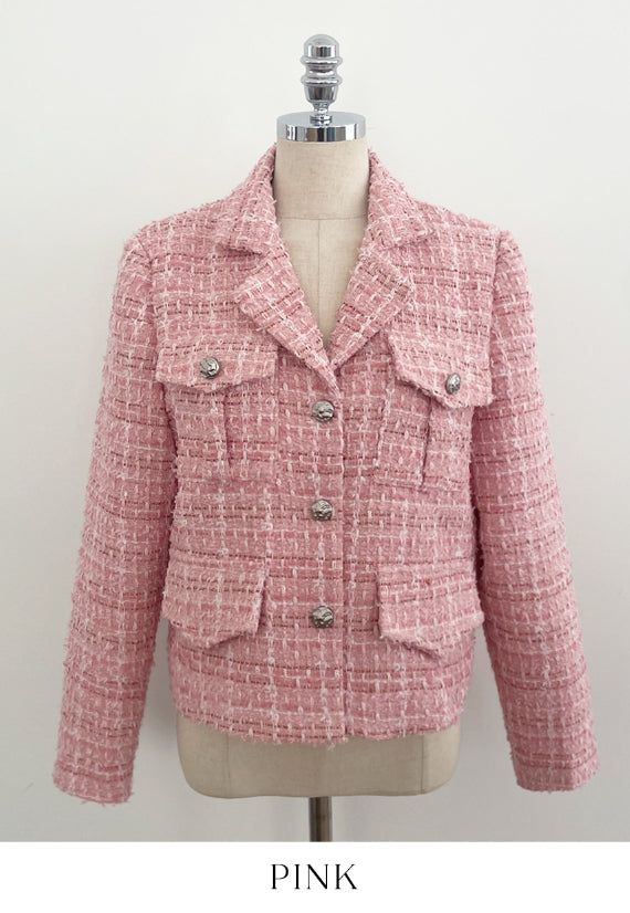Ronda Mix Collar Pearl Tweed Jacket
