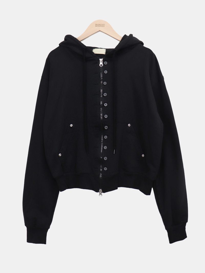 エナダブルポイントボタンフーデッドジップアップ