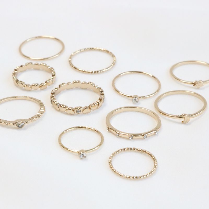 Mini Heart Layered Ring 10 Set (2 color)