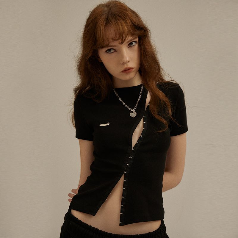 [LSD Runway]Hook-Eye Slit Tight T-Shirt