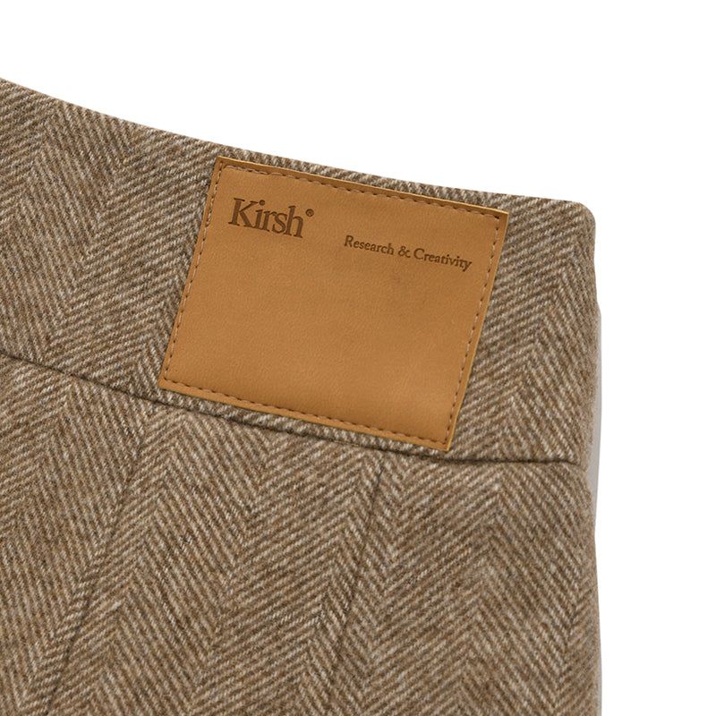 CHERRY BUTTON POINT PLEATS SKIRT[DARK BEIGE]
