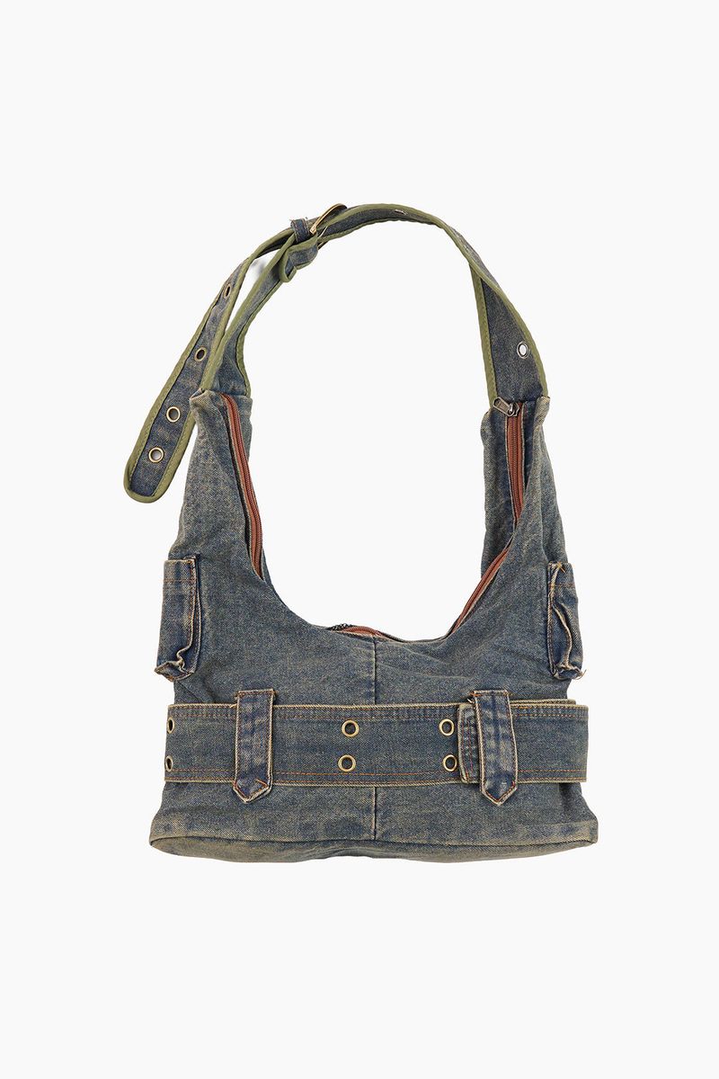 Moss denim belt bag