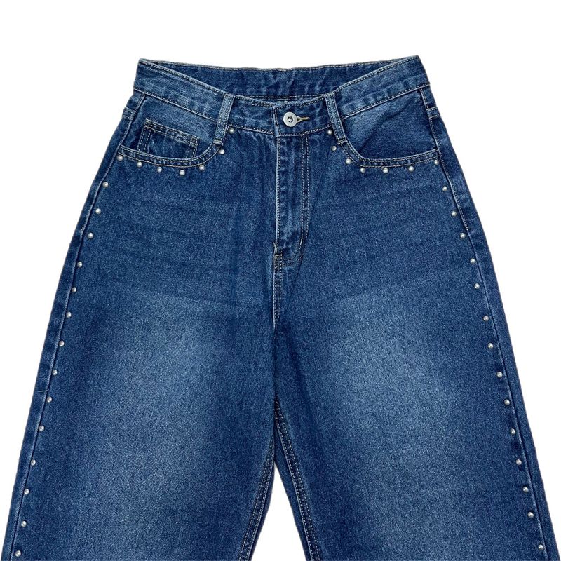 Sia Ball Stud Wide Denim Pants