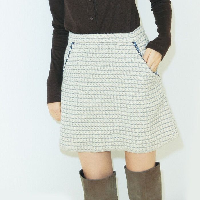 HOKUSPOKUS(ホクスポクス)の「Bulgaria virgin wool A-line tweed skirt / Cream(Skirts)」