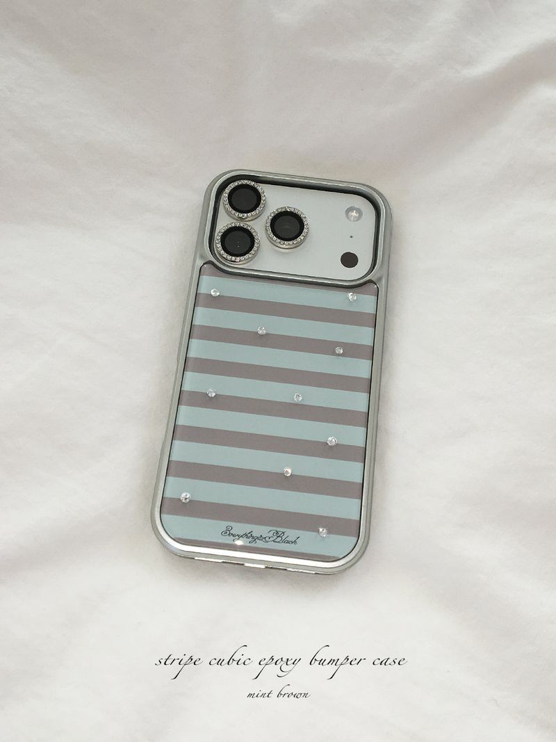 3verythingizblack（エブリティンイズブラック）の「stripe epoxy bumper case [mint brown]（Smartphone Accessories）」