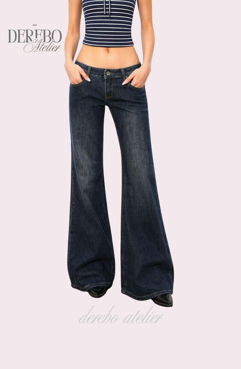 deep blue flow bootcut denim pants, regular (LONG)