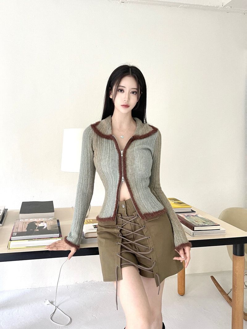 1062. Eyelet wrap pocket sk-pt (3color)