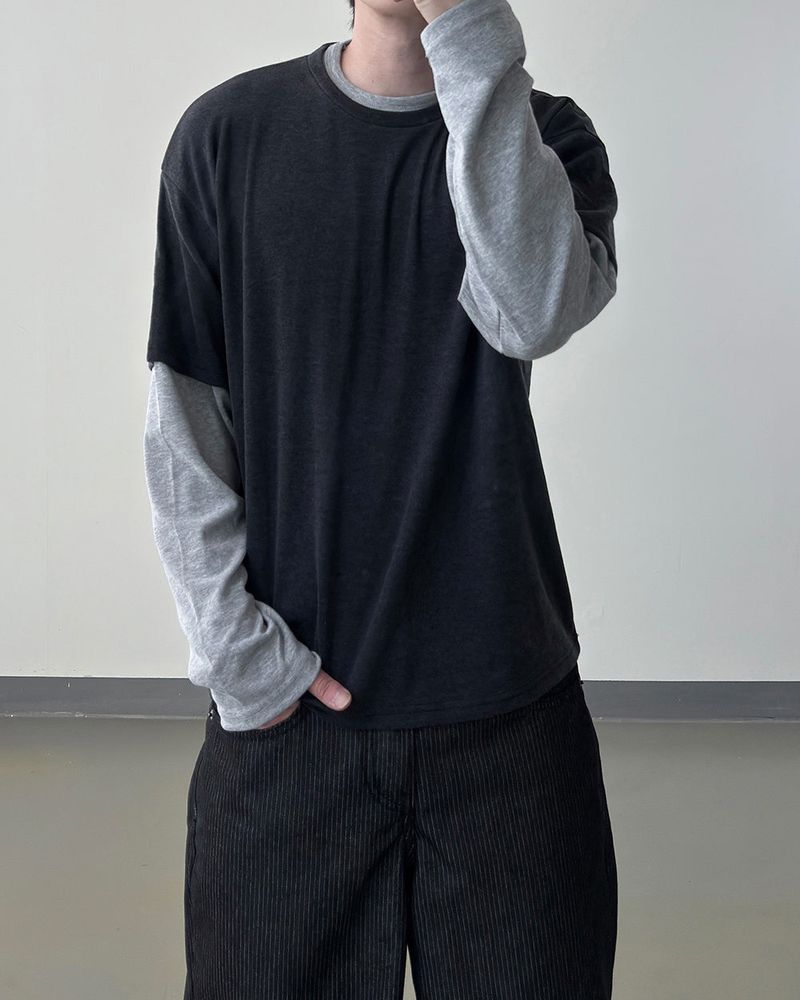 Mix Layered Long Sleeve T-Shirt