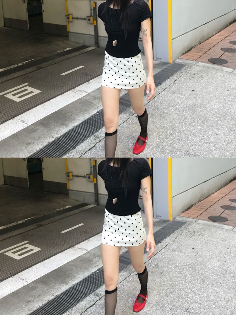 French Glow Dot Satin Mini Skirt