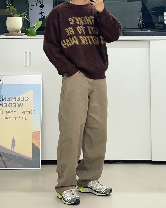 Berry Hairy Lettering Knit
