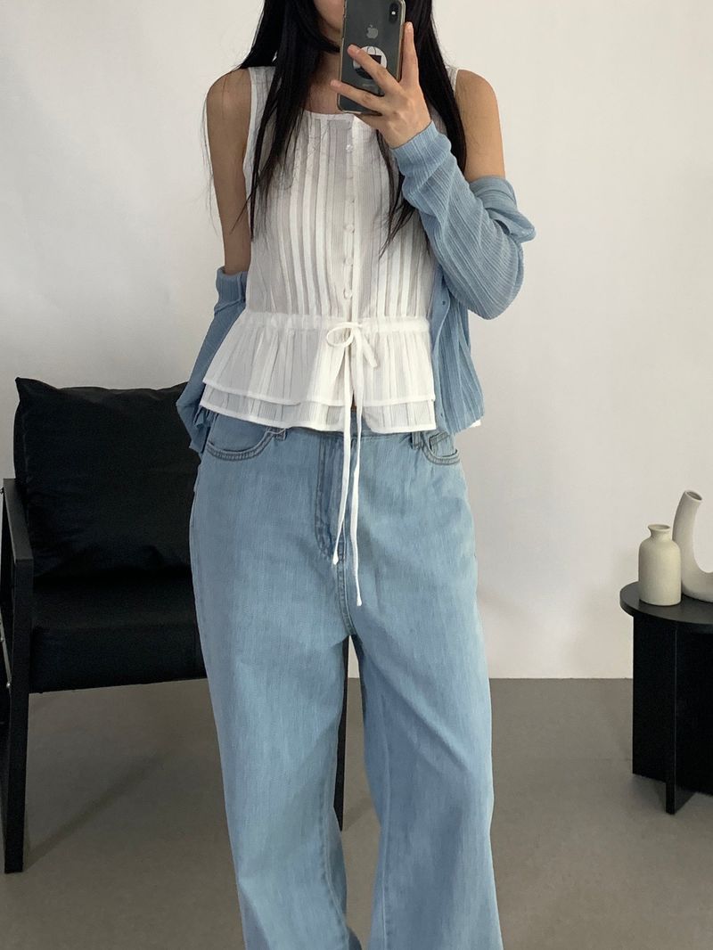 Harrison Pintuck Sleeveless Blouse