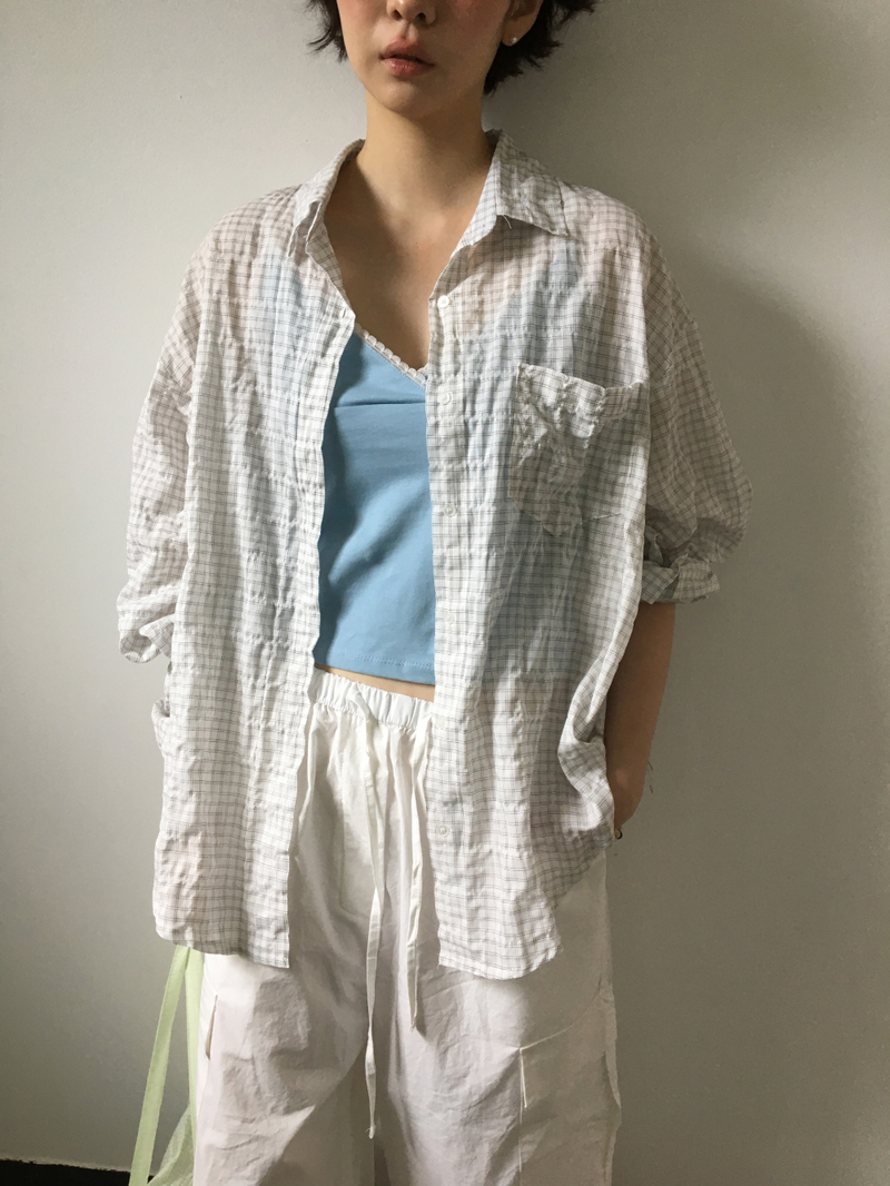 Wave check shirt (4color)