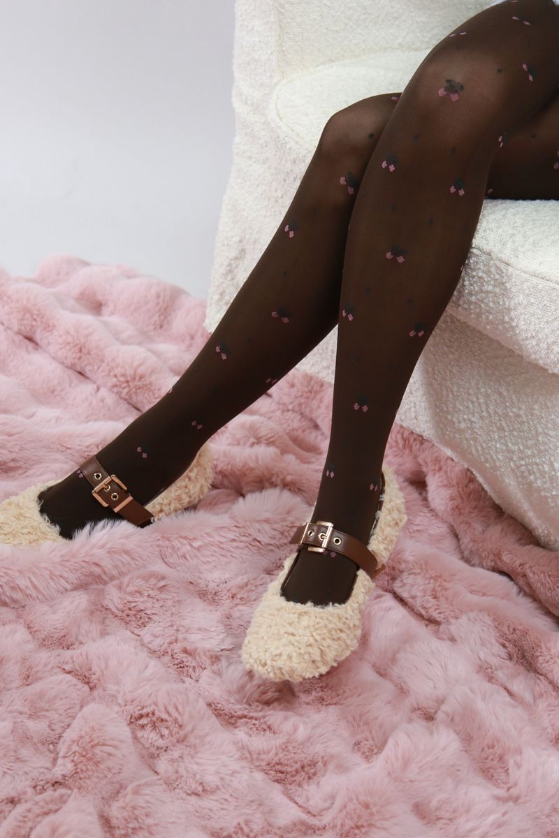 cherry pattern tights (brown)